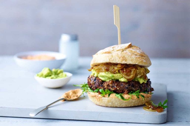 Vegan Black Bean Burgers With Guac And Chipotle 'Mayo' | Healthy